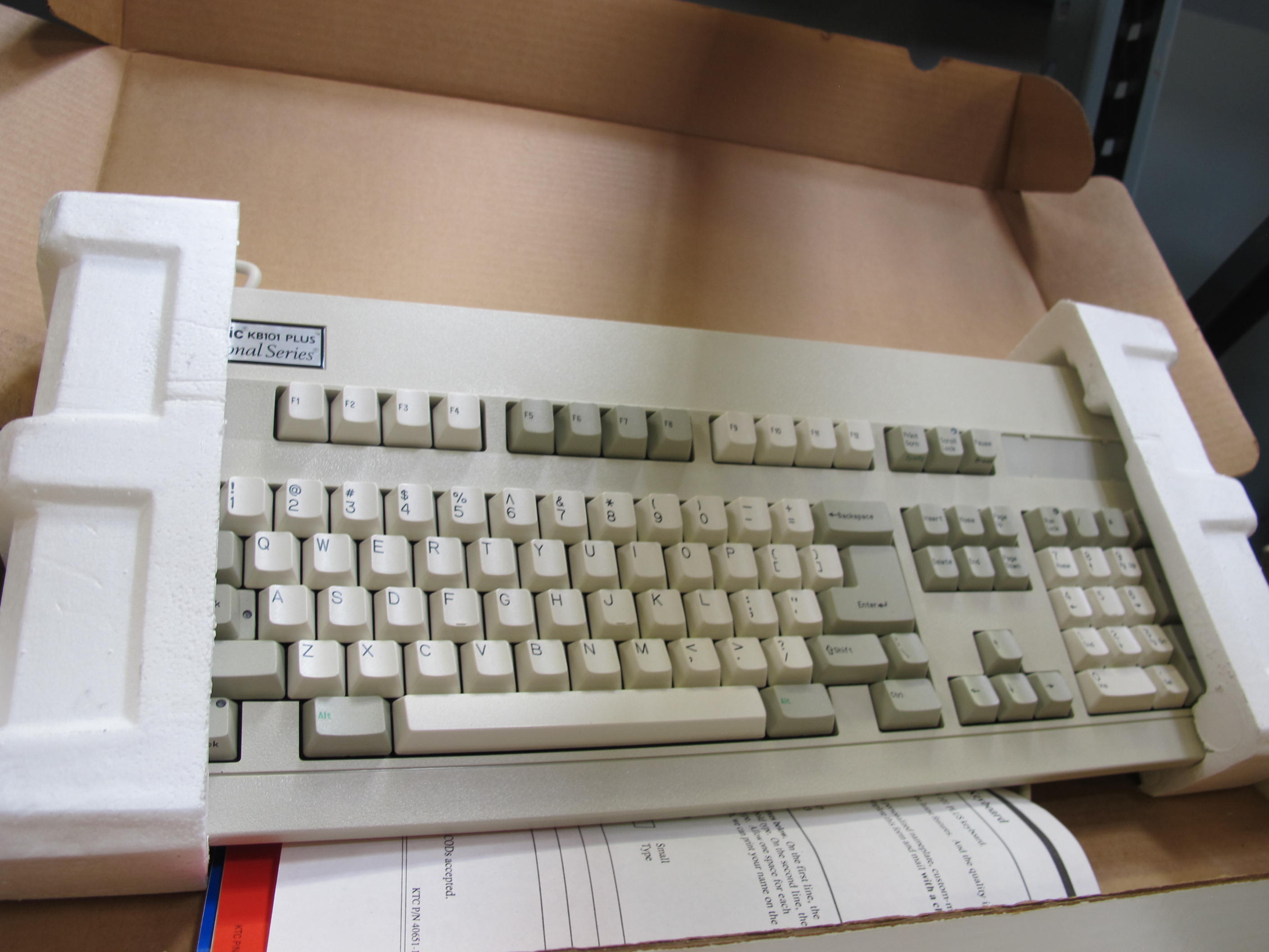 LOT TO INCLUDE: (5) KEYBOARDS, SWITCH SELECTABLE KIND. KEYTRONICS KB101 PROFESSIONAL SERIES, (2) KEYBOARDS, GRI KEYBOARD KIND. 78 KEYS,110VAC OPTION, BLACK KEYCAPS SERIAL RS232 AND 20MA CURRENT LOOP (1) PAPER, 31" X 165'L ROLL SIZE, DISSOLVO WATER SOLUBLE WLD-60 PURGE DAM. LOADING & HANDLING FEE $15-4147